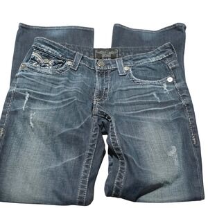 Big Star Liv Bootcut Jeans Dark Wash Distressed Womens Size 29R